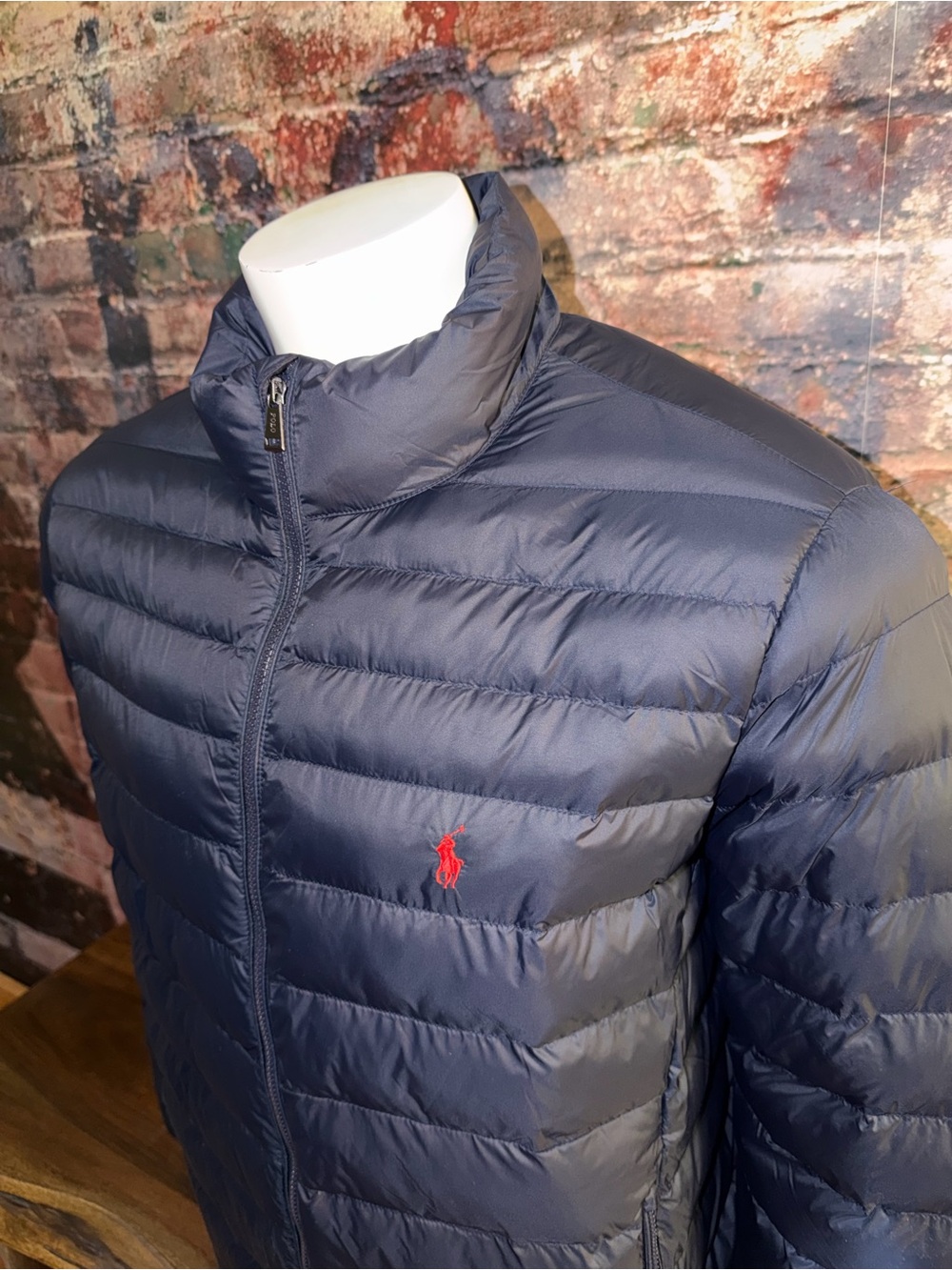 Polo by Ralph Lauren Navy Puffer Jacket with Red Logo